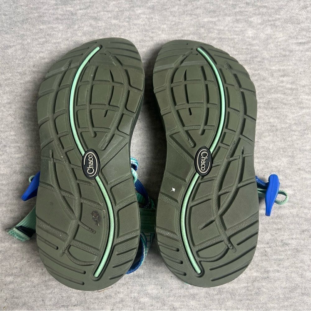 Chaco‎ ZX/2 Sandals Womens Size 7 Teal Blue Black Vibram Soles Big Toe Strappy - Picture 10 of 11